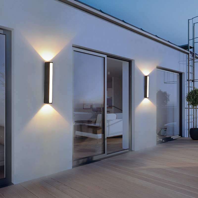 Outdoor waterproof long strip wall lamp garden villa courtyard exterior wall lamp gate pillar lamp outdoor double-headed door front lamp