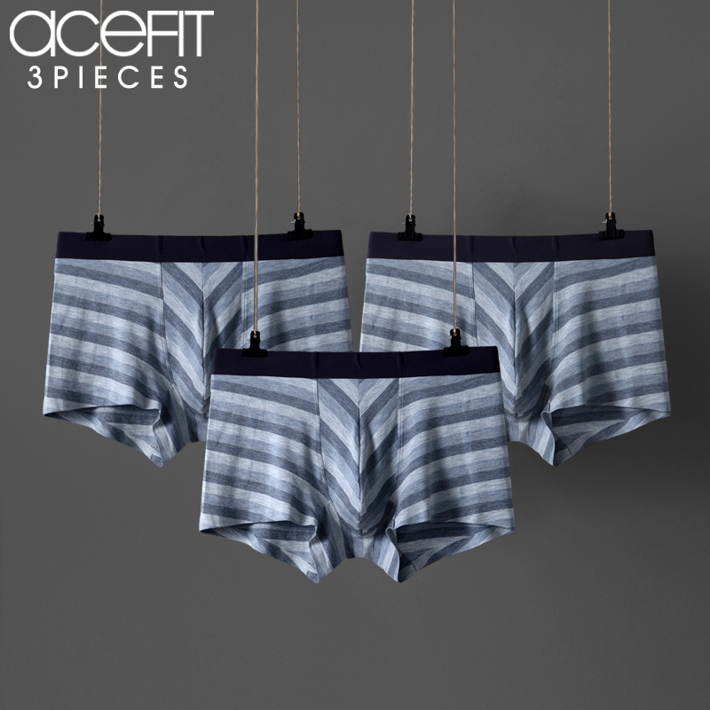 3-pack Acefit mens quần lót mens sọc thở Mordale undesamed bốn-góc quần quần short trẻ phẳng góc cạnh.