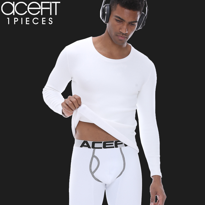 ACEFIT Low vòng cổ áo viền mens đồ lót ấm áp cộng với dày nhung phù hợp với mùa đông lạnh trắng.