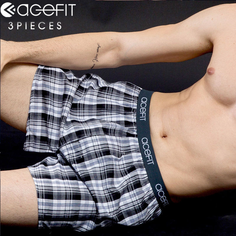 Three Pairs of Acefit Men's Boxer Briefs, Large Aro Pants, Pure Cotton, Loose Fit, Men's Summer Youth Boxer Shorts