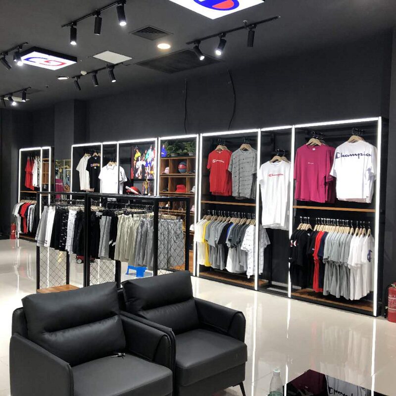 Champion Men's Clothing Special Sale Store Shelf Clothing Store Clothing Show Ground Floor With Light Jersey Sports Sporting Goods Display Racks