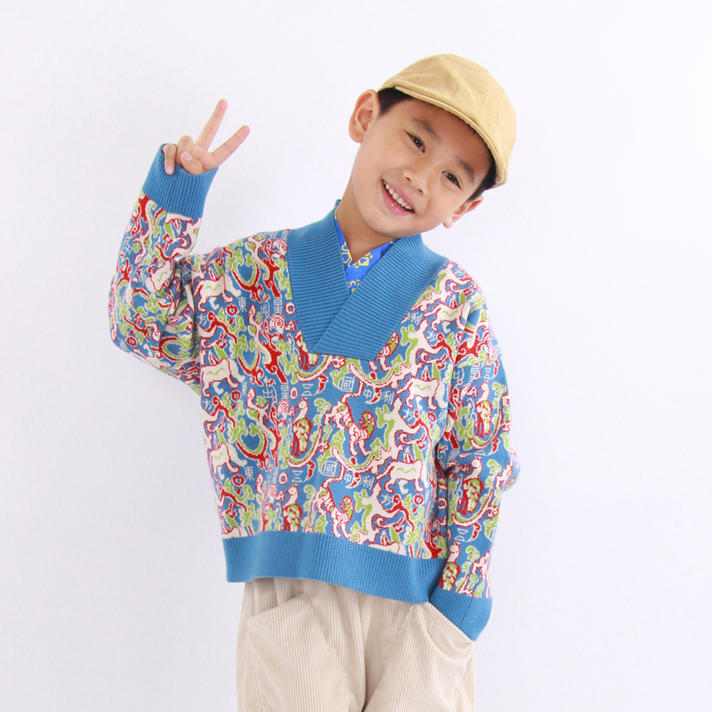Little Cai Children's Clothing Hanfu Five Stars of the East Chinese Han Elements Cross-Collar Pullover Sweater Parent-Child Outfit for Spring, Autumn, and Winter