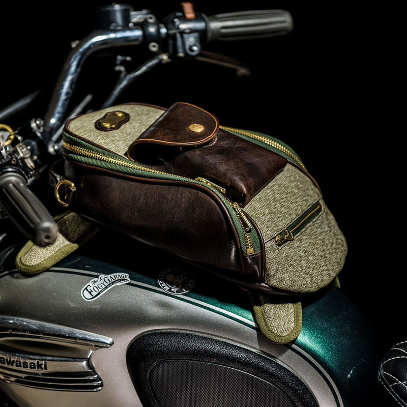 Foru Garage Retro Universal Magnet Oil Tank Bag Pepper Salt Genuine Leather Hareindian Locomotive Quick Unpacking