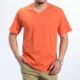 Áo thun nam tay ngắn cotton cổ tròn màu V cổ rộng thả lỏng trung niên giản dị áo cotton trung niên áo thun nam tay ngắn có nón