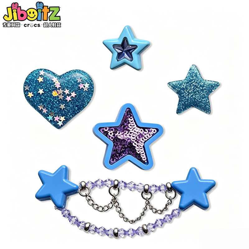 Crocs Shoe Accessories Compatible with Crocs, Shoe Charms, Decorative Buckles, 2026 Metal Blue Star Shoe Charms, Shoe Decorations