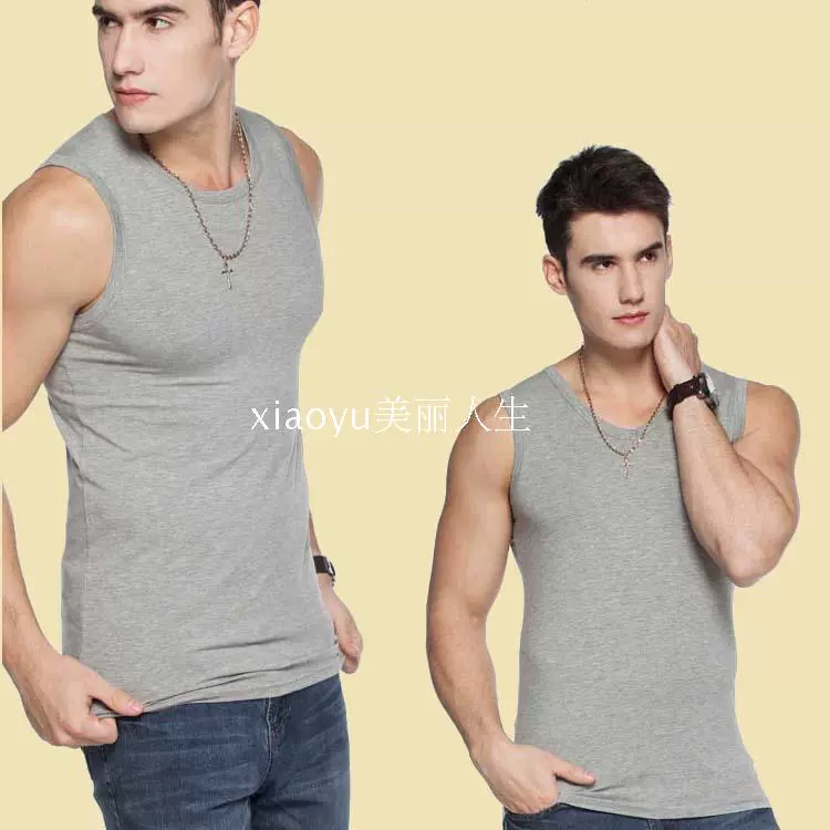 Áo thun không tay nam mùa hè Modal Cotton V-cổ Thời trang Slim Vai rộng Màu cơ thể rắn Vest