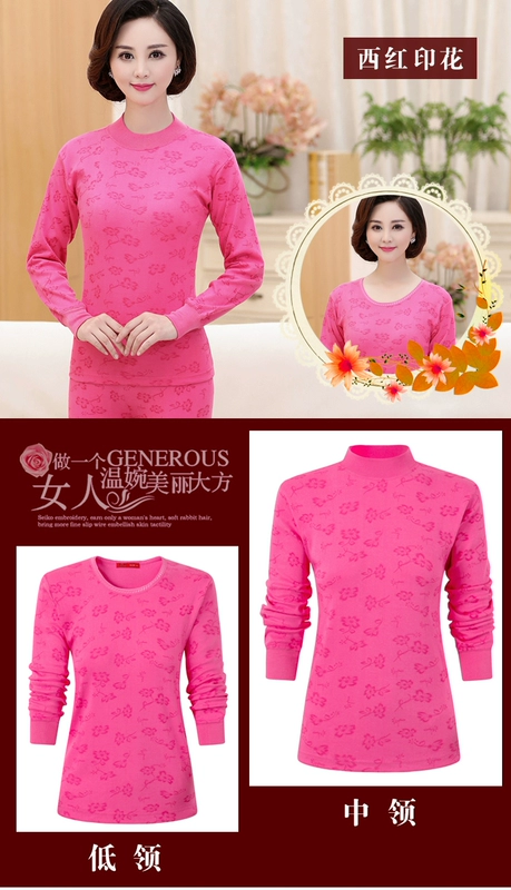 Áo sơ mi nữ trung niên và mùa thu Áo sơ mi nữ một mảnh cotton ở cổ áo cao nửa cổ áo len cotton