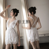 Small sexy sex pajamas seduction suspenders Hot fresh court princess style Transparent lace night dress mood clothes people