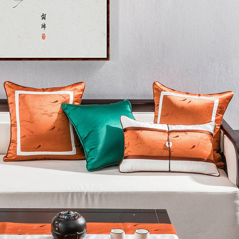 (Manyuan) Light luxury model room pillow living room new Chinese sofa lumbar pillow cover bedside square cushion back cover