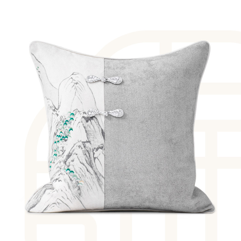 (Manyuan) New Chinese Embroidery Pillow Living Room Sofa Art Cushion Model Room Soft Pillow Backrest