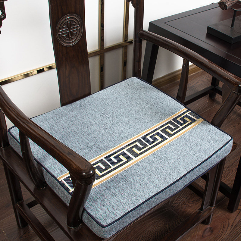 (Manyuan) Mahogany Home Sofa Cushion Tea Room Chair Cushion New Chinese Solid Wood Chair Thickened Cotton Linen Cushion