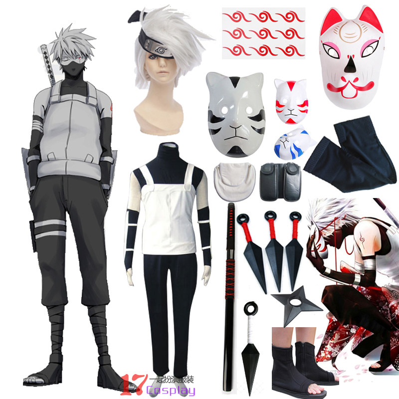 火影忍者卡卡西暗部cos服木叶鞋狐狸面具cosplay服装男装全套