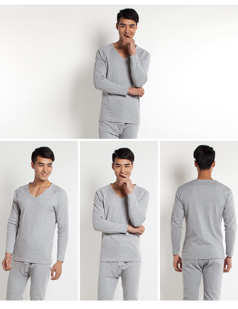Quần cotton nam cổ chữ V mùa thu đơn mảnh mỏng mùa thu cơ sở áo len cotton cỡ lớn ấm áp thân mật 1204 ao giu nhiet lot long
