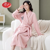 Surina 2023 Robe de sommeil Lady Spring Saison dautomne Pure Cotton Long Mezzanine Full Cotton Air Coton Bathrobe Femme Long Bathing Suit