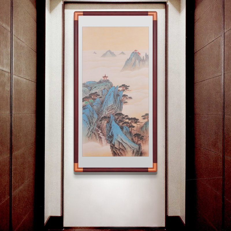 Bronze Corner New Chinese Style Decoration Painting Solid Wood Landscape with New Chinese Home Furniture Xuanguan Book House Brief Wooden Hanging Painting