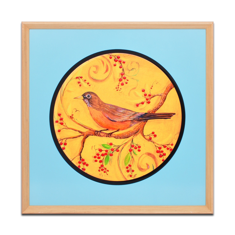 Woodcut triple relief wooden simple Zen new Chinese line decorative painting