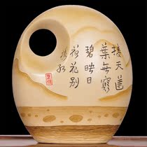 Museum rack ornaments Pottery clay painted bottles Hand-carved old objects TV cabinet Living room entrance Housewarming new home