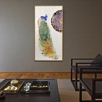 Entrance painting wood carving painting living room corridor New Chinese entrance peacock phoenix decorative painting craft painting