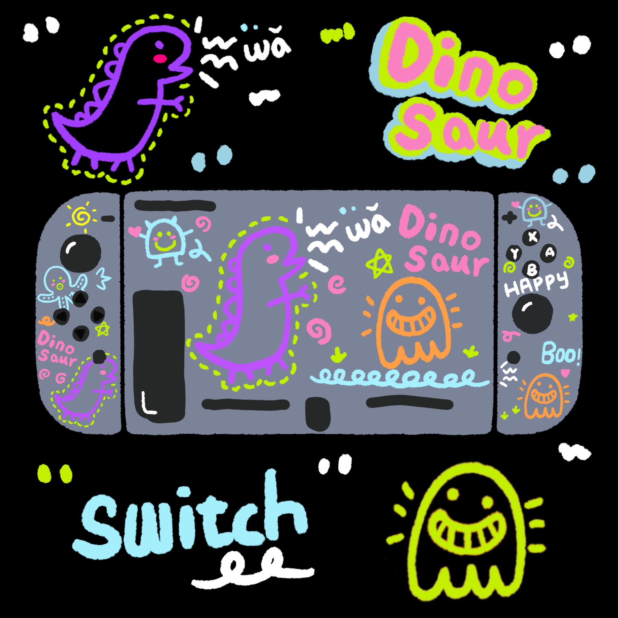 Graffiti painting is suitable for nintendo switch protective cover cute couple handle all-inclusive soft shell ins