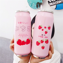 Japanese can thermos cup net red female student portable cup Stainless steel straw cup coffee simple and cute