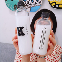 Mineral water bottle glass Transparent Japanese unusual road cup Korean version of the creative cute personality trend cup