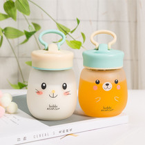Korean version of the glass cute soft sister student couple men and women portable handy cup expression Moe Harajuku simple cup