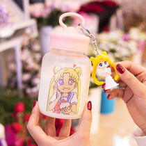 Cartoon glass cute Sailor Moon student portable little fairy water cup Anti-hot creative handy cup