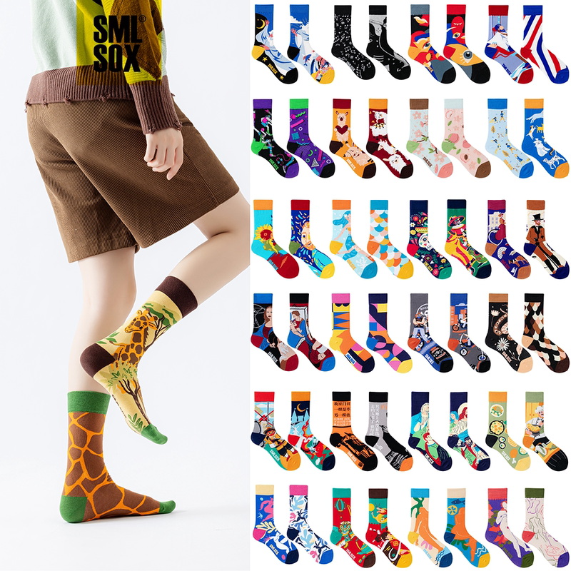 Smlsox Trendy Socks Ab Asymmetrical Mandarin Duck Oil Painting Van Gogh Silhouette ins Colorfulful Couple Socks Male and Female Avatar Character Smlsox Trendy Socks Ab Asymmetrical Mandarin Duck Oil Painting Van Gogh Silhouette ins Colorfulful Couple Socks Male and Female Avatar Character