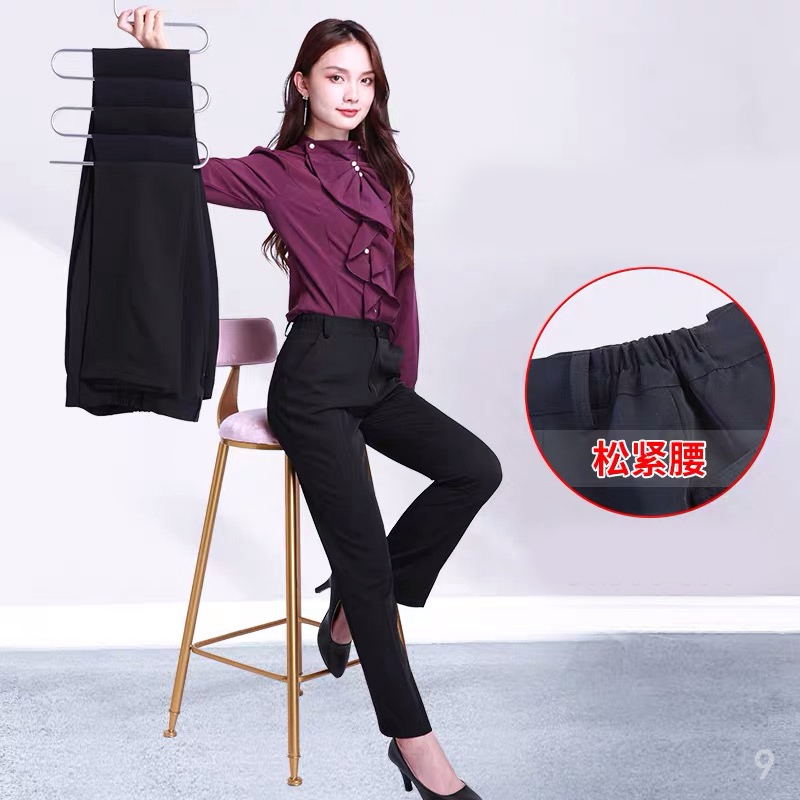 Work pants female professional direct barrel waiter black pants hotel dining tight waist suit pants black working pants