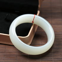 (Hes Bei) Handmade and Tanyu Baiyu jade bracelet wide version of jade Mountain stock