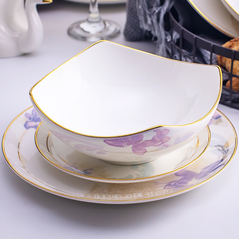 Jingdezhen bowls of ipads plate suit household bowl dish European contracted bowl chopsticks combination creative move