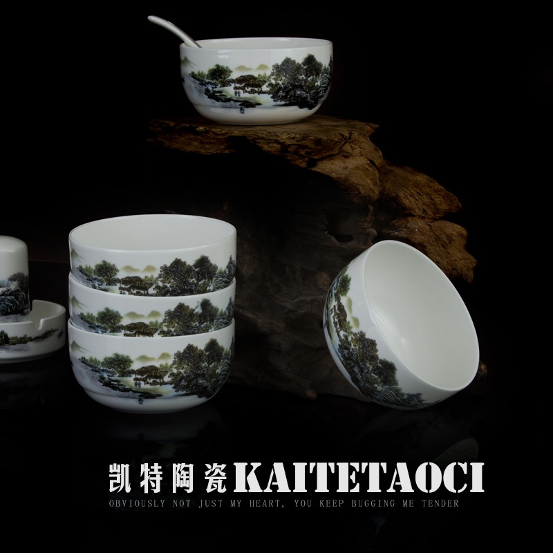 Chinese style dishes suit household contracted high - grade jingdezhen glair of blue and white porcelain tableware suit combination job offer