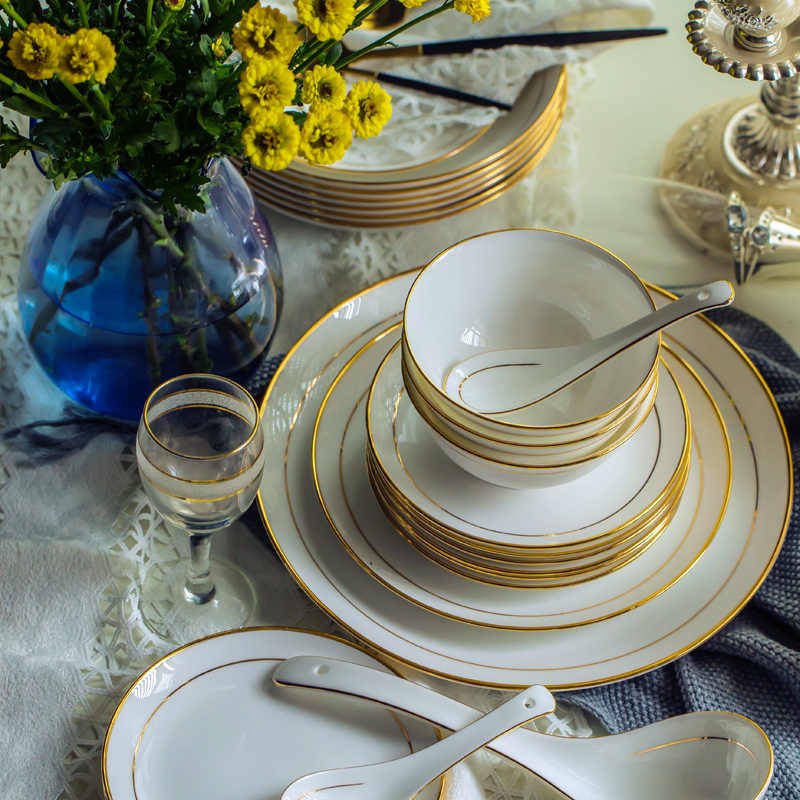 Jingdezhen ceramic dishes ipads porcelain tableware suit individual job ipads plate bowl dish soup bowl European - style up phnom penh combination