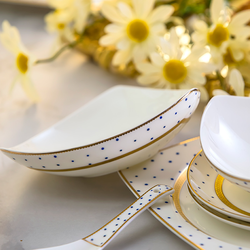 Jingdezhen ceramic tableware suit Chinese ceramic dishes light key-2 luxury up phnom penh household contracted combination ou bowl plate