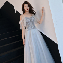 Bridesmaid dress 2021 new summer long French evening dress niche design sense high-end princess temperament socialite women