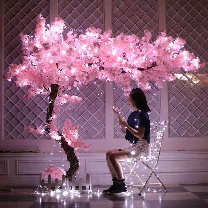 Simulation cherry blossom tree peach blossom tree large fake tree New Year's wishing tree custom fake tree decoration