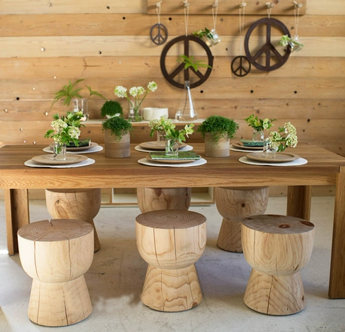 Северный бревенчатый домашний журнальный столик в семье сидячий табурет твердый деревянный пирс прикроватный табурет современный минималистский диван с несколькими деревянными свайными табуретками