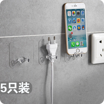 Power plug adhesive hook kitchen plastic seamless strong power hook transparent nail-free bracket adhesive hook hanger