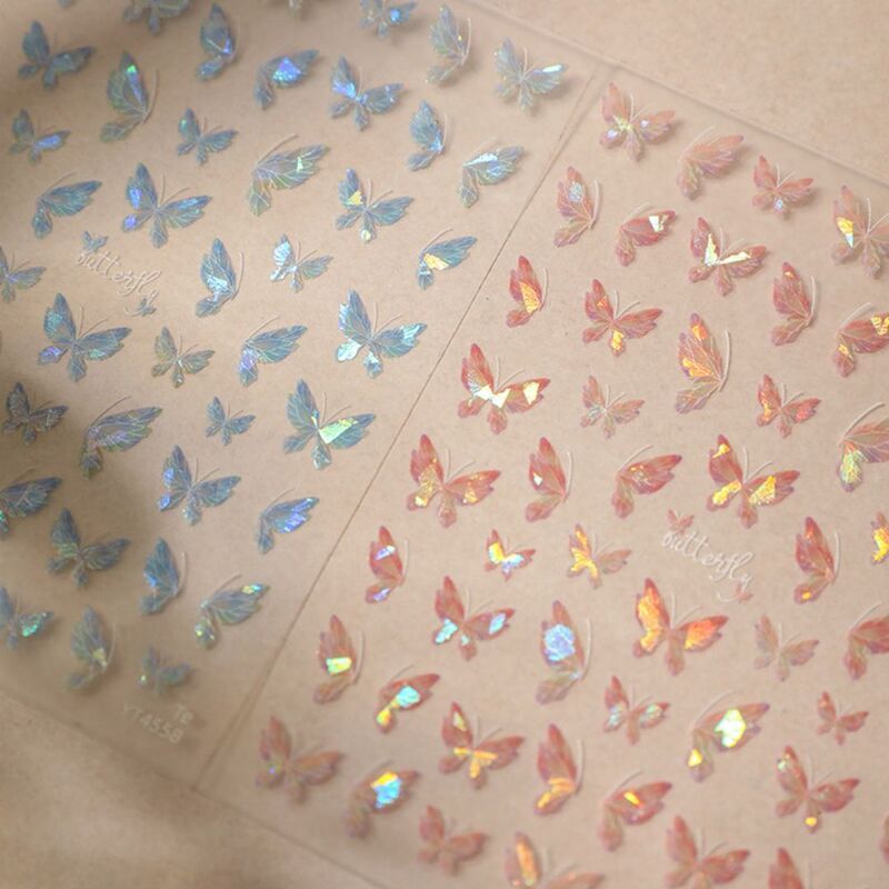 Shell Butterfly Nail Stickers, Fresh and Sparkling Colorful Butterflies, Girly Nail Art, Super Fairy-Like, Waterproof Adhesive Decoration