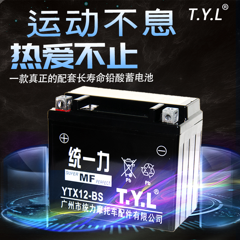 Unified Force Locomotive battery YTX12 Chunfeng 650NK400 Gwangyang 250 Rowing 30012V12ah Battery