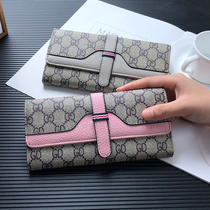 2020 new wallet womens long wallet 3 fold wallet simple large capacity retro Korean version of the color difference wallet