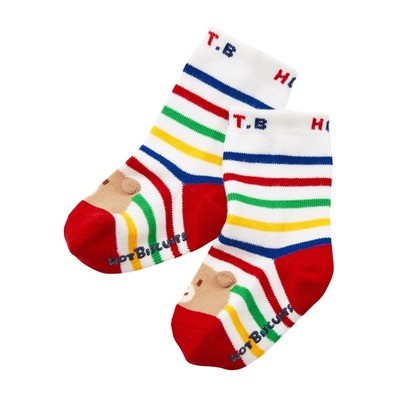 New 7-fold mikihousehb series Little Bear Cute Striped Socks 71-9601-387-Taobao