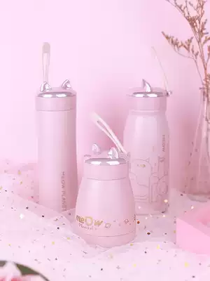 Cat thermos bottle girl heart mini small cup Cute student children portable creative personality trend adorable water cup
