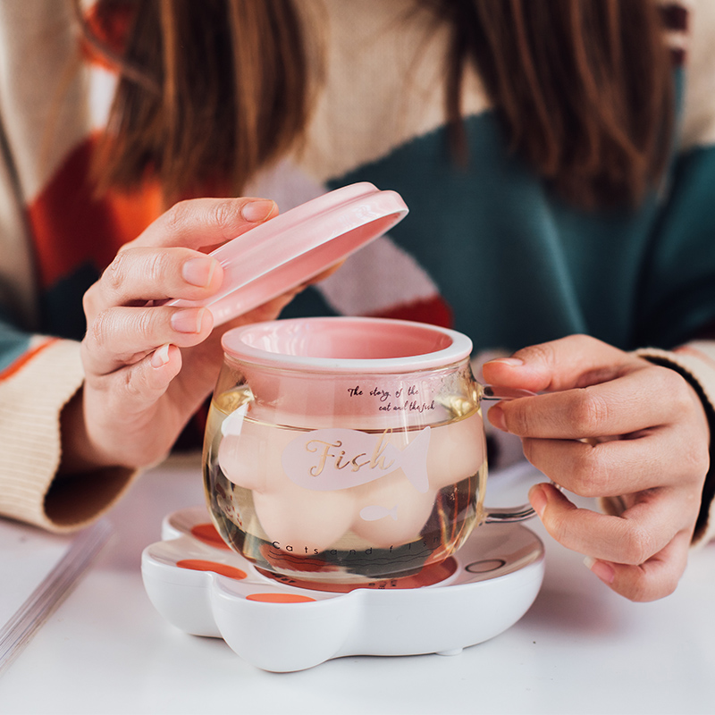 Cat's claw glass warm cup cute 55 degrees automatic constant temperature heating coaster temperature control intelligent hot tea milk artifact
