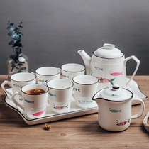 Simple ceramic set tea maker household ceramic water set teapot tea cup set modern living room kettle water Cup