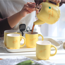 Eurostyle Ceramic Pinewood Cold Kettle Suit Home Tea Set Cute Cup with heat resistant Jane about bone Porcelain Water with tray