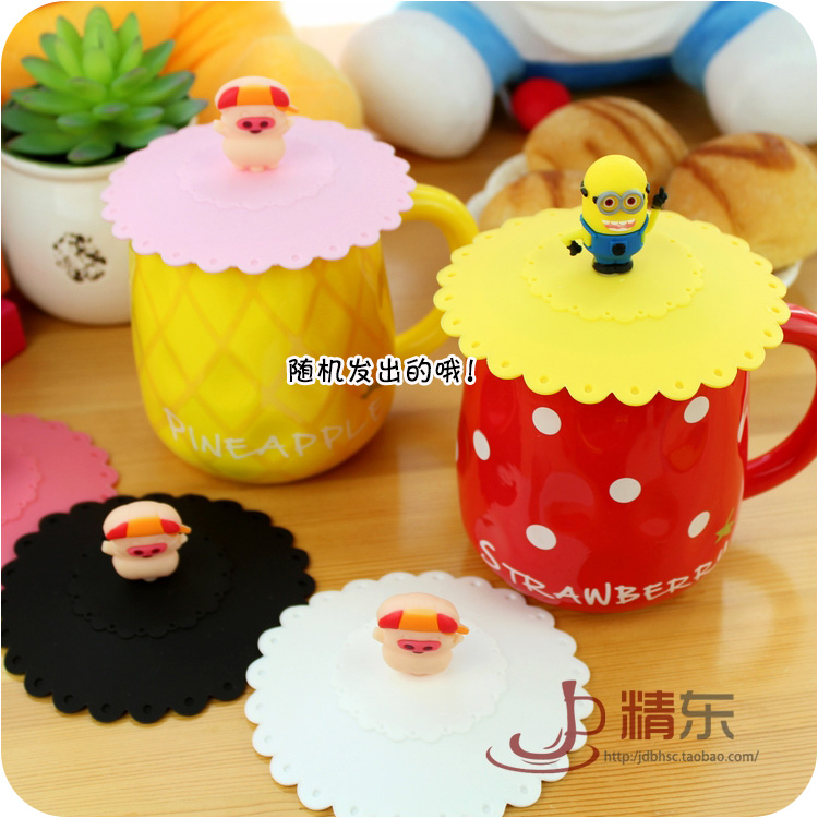 Cute Cartoon Silicone Dust Cup Cover Mark Cup Lid Environmentally-friendly Silicone Cup Lid