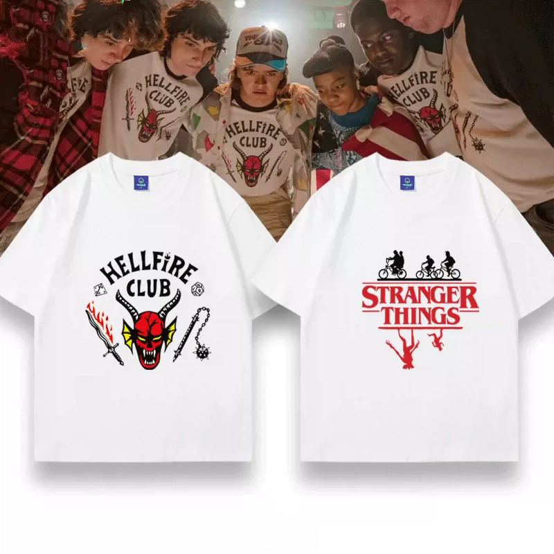 Stranger Things T-Shirt Short-Sleeved Hellfire Club American Tv Series Merchandise Youth Loose Large Size Pure Cotton Top Stranger Things T-Shirt Short-Sleeved Hellfire Club American Tv Series Merchandise Youth Loose Large Size Pure Cotton Top