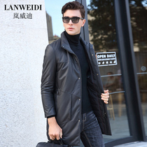  2020 new frosted sheepskin leather down jacket mens mid-length matte Haining leather leather fur men