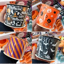 Japan DAISO Halloween limited orange pumpkin decoration gift packaging with wide ribbon cloth tape